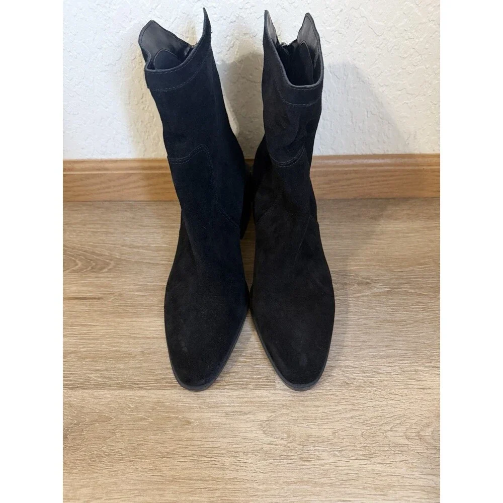 Vince Camuto Kortimy Black Suede Heeled Ankle Boots Size Womens 11 Fall Zip